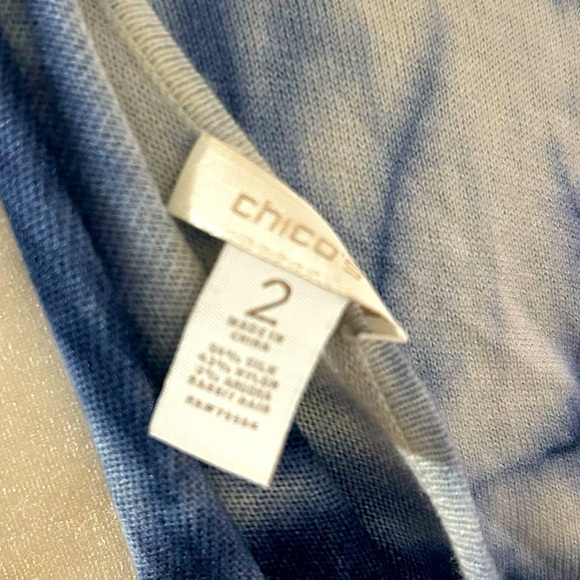 Chicos silk angora Blue and Cream Tie-Dye Flowy cardigan sweater Size large - Picture 5 of 5